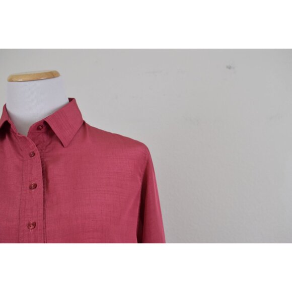 Vintage 80s Polyester Rouge Pink Blouse‎ - Picture 6 of 9
